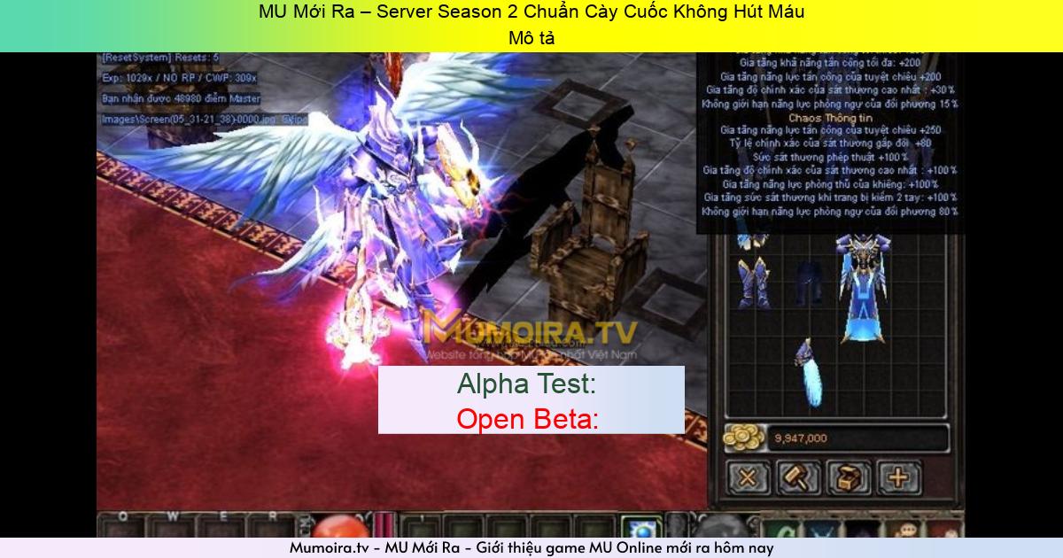 Game Private Mới ra,MU Mới Ra – Server Season 2 Chuẩn Cày Cuốc Không Hút Máu